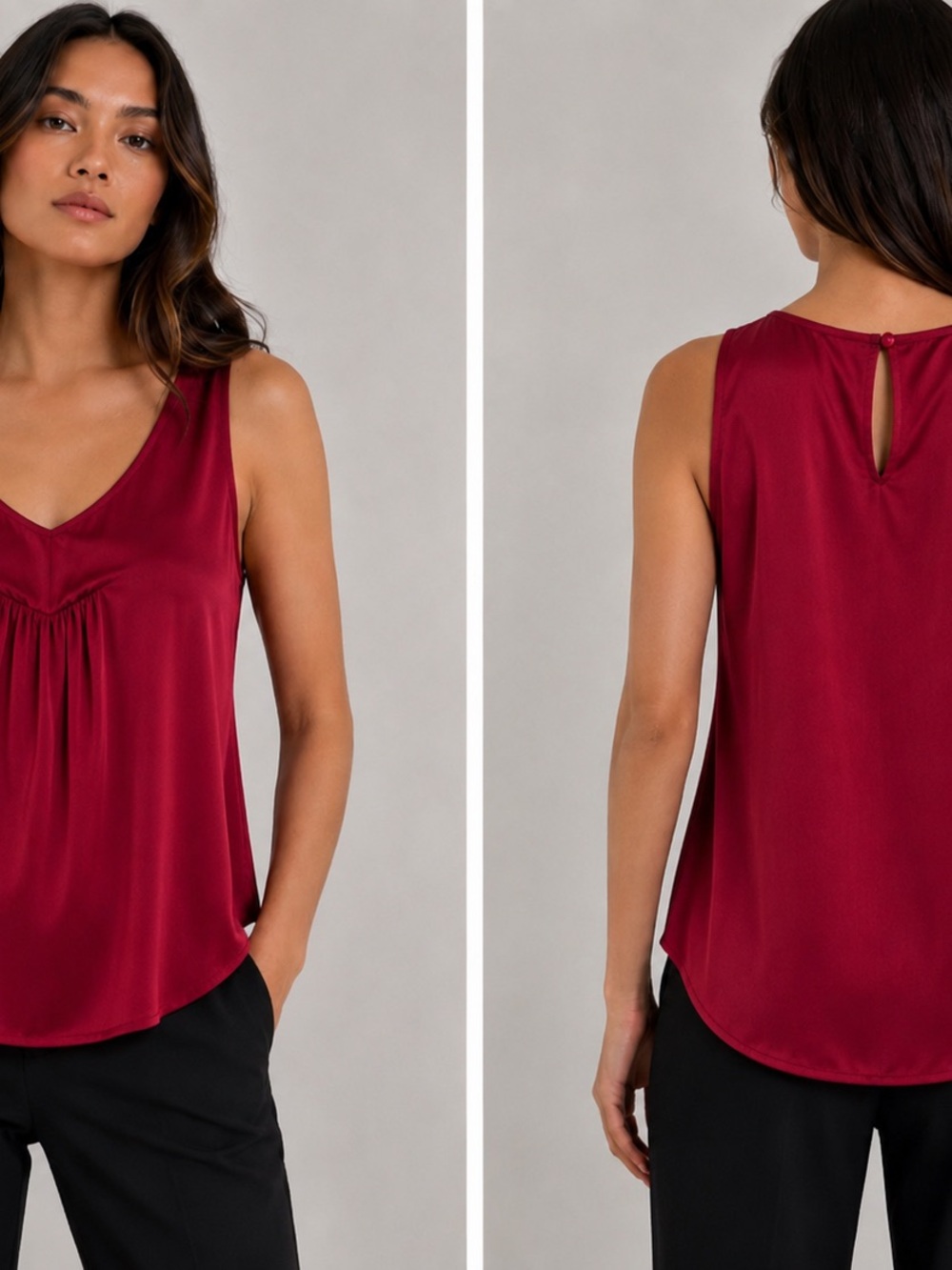 LOFT Satin V-Neck Camisole in Wine